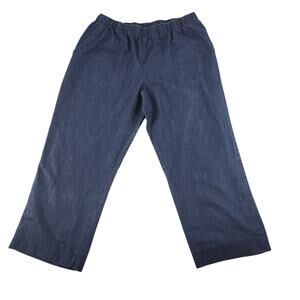 White Stag Denim Pants Womens PL Large Petite 12 14 Elastic Waist Capris Dark